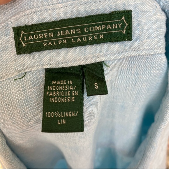 Lauren Ralph Lauren 100% Linen Button Front Tunic Top with Rope Belt Size Small - Picture 3 of 16